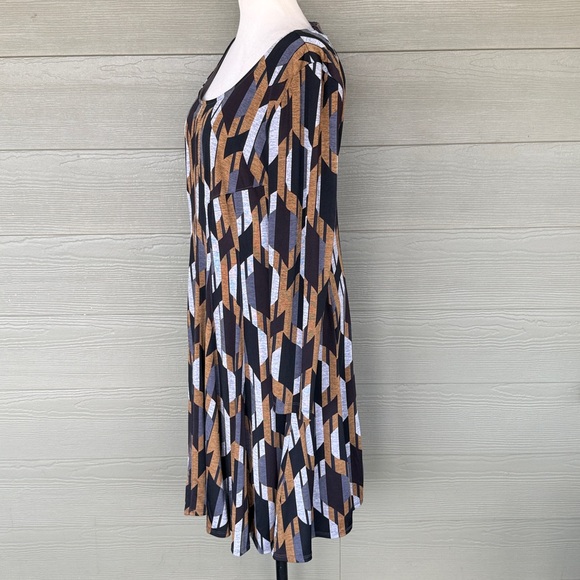 Rabbit Rabbit Rabbit Long Sleeve Geometric Print Swing Dress - Picture 4 of 11